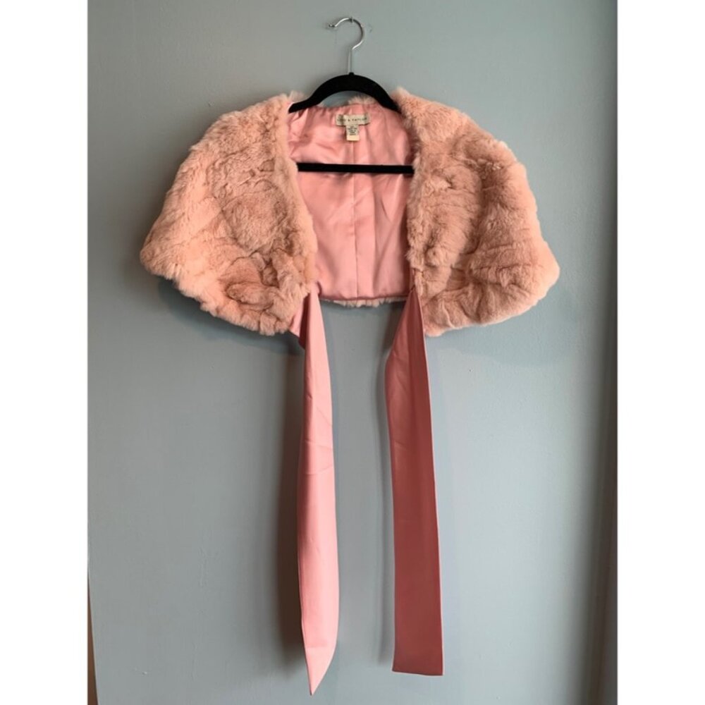Rabbit Fur Stole Wrap Pink